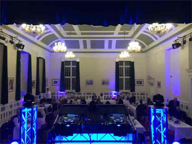 Prince Royal ballroom at Clockhouse Community Centre with DJ setup for events.