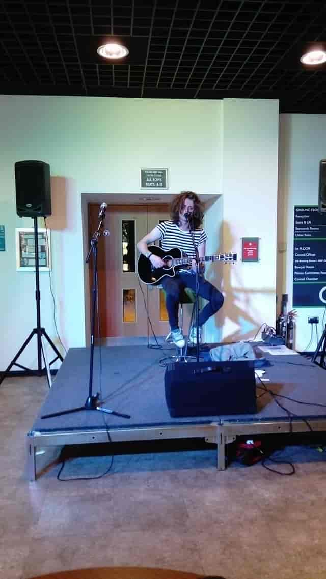 Trowbridge Community Centre Main Hall with portable stage for event breakout and activations.