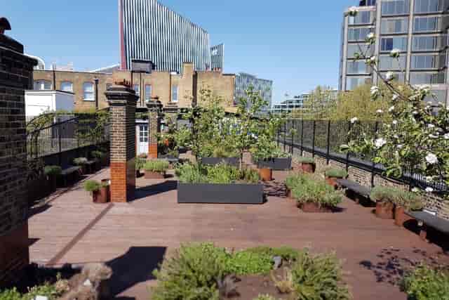 Rooftop garden event venue at Cathedral View for networking and corporate breakout sessions.