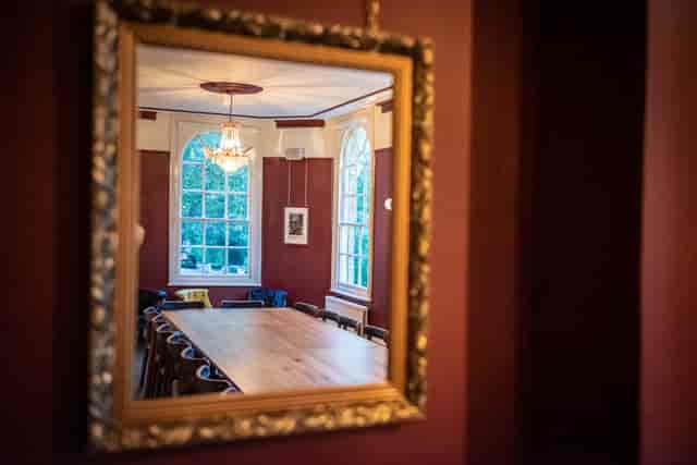 Private boardroom at The Stonemasons Arms, ideal for intimate corporate meetings and events.