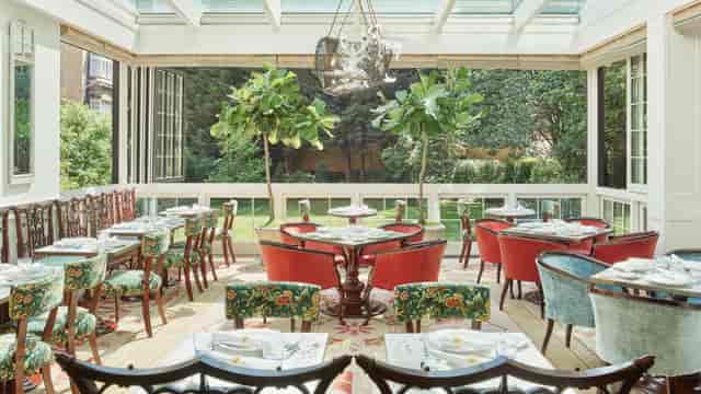 The Garden Room at The Goring: bright conservatory for private dining and elegant event hire.
