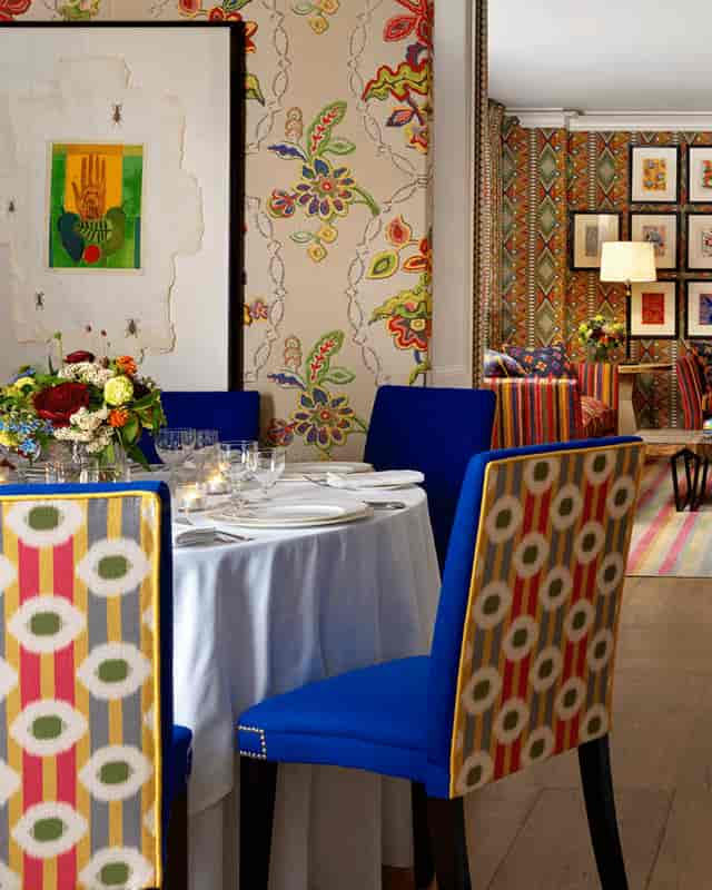 Private dining at Brasserie Max featuring bold decor for VIP events and executive dinners.