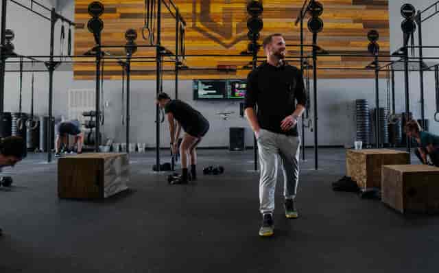 Industrial-chic fitness studio at Academy 22 for wellness events and team-building retreats.