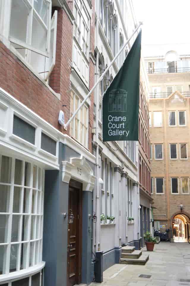 Boutique Crane Court Gallery entrance, luxury London venue for private art receptions and events.