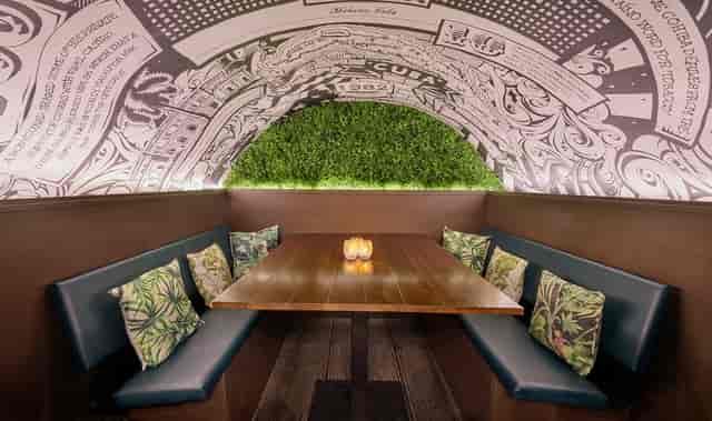 Historic Vaults at Leaf & Cane: intimate themed booth for private meetings and event brainstorming.