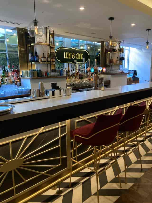 Art Deco bar at Leaf & Cane Historic Vaults, ideal for cocktail receptions and networking mixers.