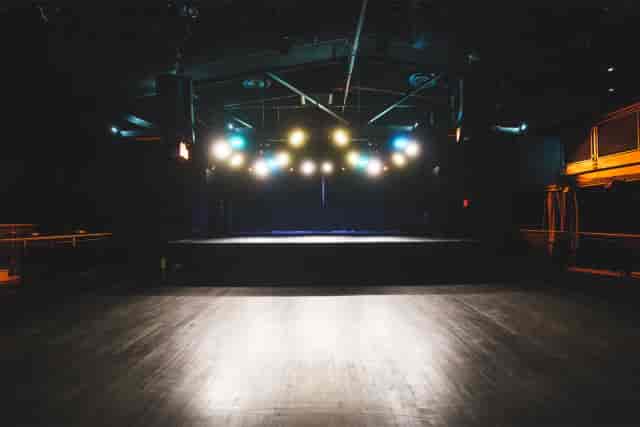 O2 Academy Islington auditorium featuring industrial stage lighting for live music events.