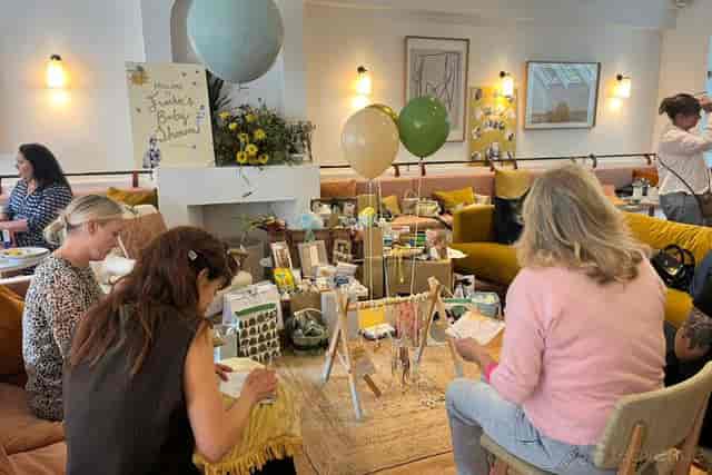 Baby shower in Main Hall at Oaktree Community Centre with lounge-style event decor.
