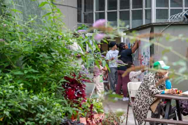 Maxilla Gardens outdoor venue for community events and creative workshops.