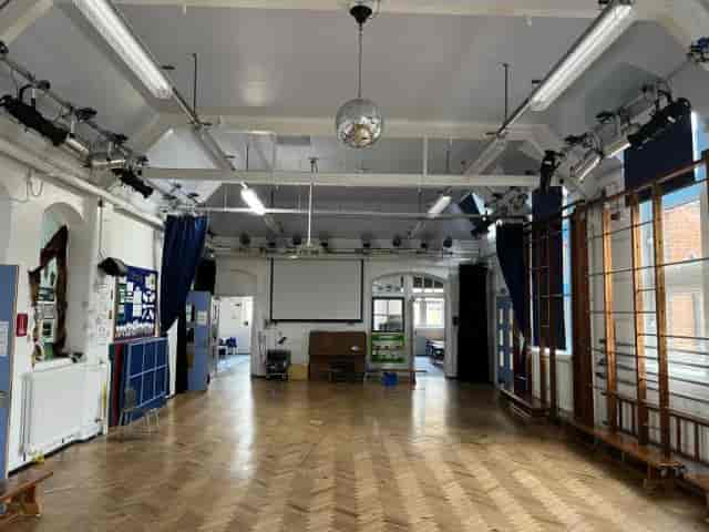 Harbinger Primary School ground floor hall, large empty event space for hire.