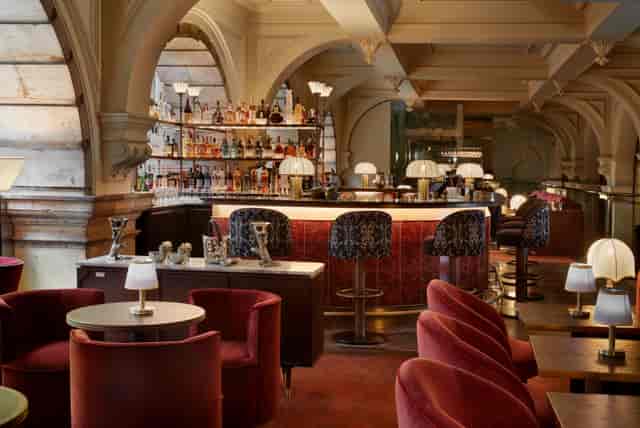 The Mezzanine hotel bar with atmospheric lighting for luxury VIP receptions and networking events.
