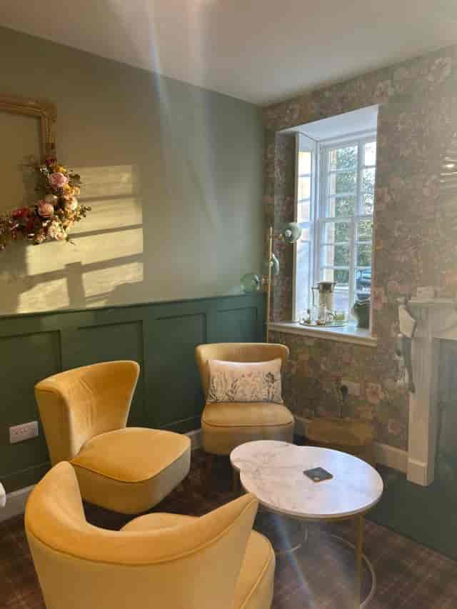 Matilda's Room boutique meeting space with velvet seating for private consultations and events.