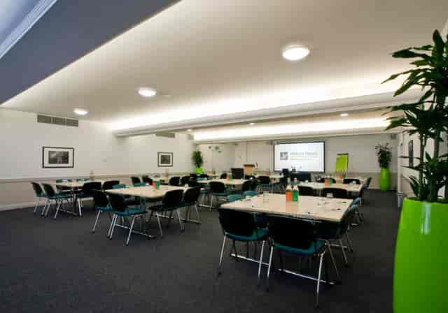 Tavistock Room cabaret layout for professional training workshops and small corporate meetings.