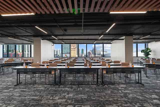 Classroom-style setup in The Elser Hotel Biscayne Room for corporate training and seminars.