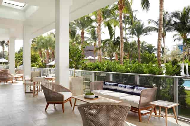 Riviera VIP lounge at Cadillac Hotel: modern open-air event space for corporate networking.