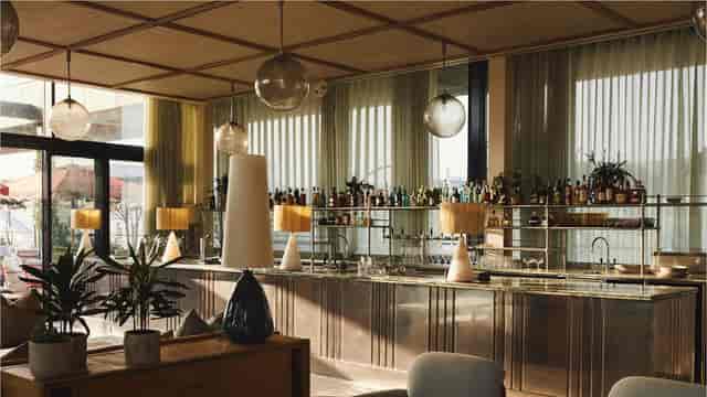 Mid-century modern lounge at The Loft 180 Strand for VIP networking and cocktail events.
