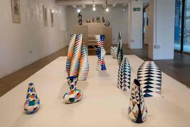 Oxo Gallery space with floor plinths, ideal for boutique art exhibitions and networking events.