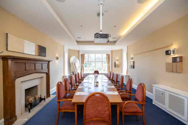 Boardroom at Jewish Vegetarian Society with natural light for corporate meetings and conferences.