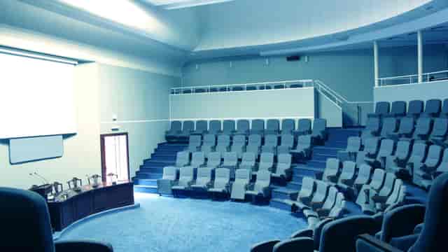 Tiered auditorium at Portobello Court Community Centre, ideal for corporate events and lectures.