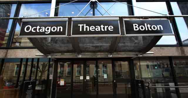 Exterior arrival point of Octagon Theatre Bolton, a versatile venue for corporate events and staging.