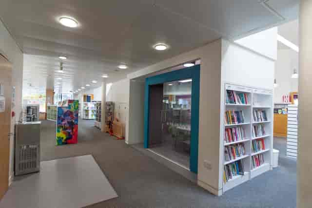 Camberwell Library meeting pod with glass walls, ideal for collaborative community workspaces.