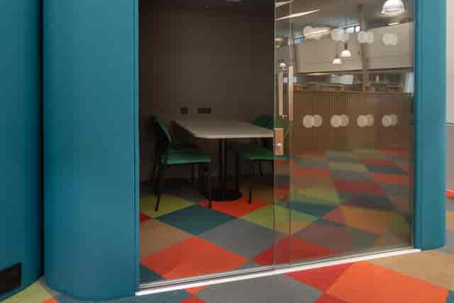 Modern acoustic breakout pod at Canada Water Library for private meetings and coworking.