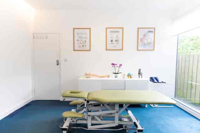 Minimalist clinical treatment room for wellness pop-ups and health workshops at Therapy Spaces.
