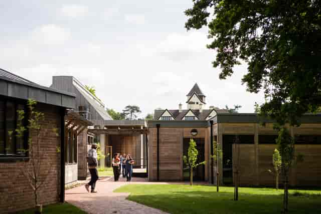 Modern Orchard Building at Bedales School, ideal for corporate retreats and breakout sessions.