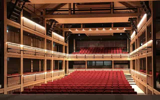 New Bury Theatre: Tiered auditorium for keynote presentations and stage-based corporate events.