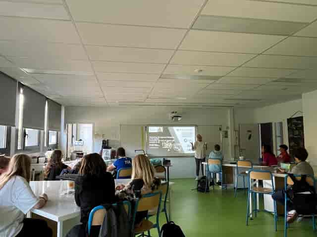 University of Chichester classroom with rows for academic conferences and seminars.