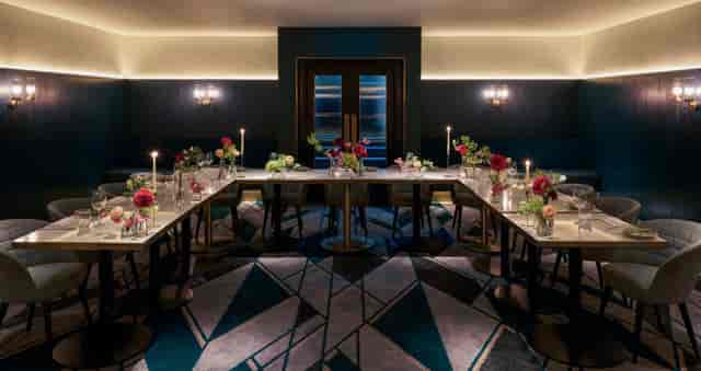 U-shape boardroom at The Palace Tea Parlour for intimate corporate dining and strategy sessions.
