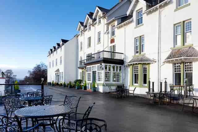 Monadh Restaurant exterior at Dunalastair Hotel, ideal for corporate retreats and networking events.