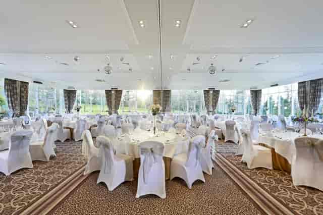Culloden Suite ballroom with floor-to-ceiling windows, ideal for wedding venues and corporate galas.
