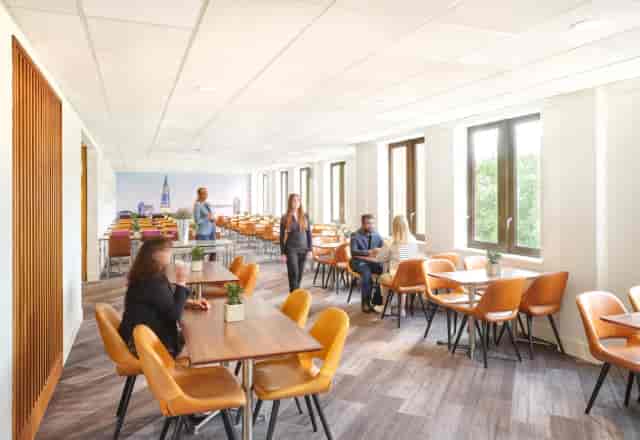 Main Room in Lafayette: light-filled space for collaborative workshops and networking events.