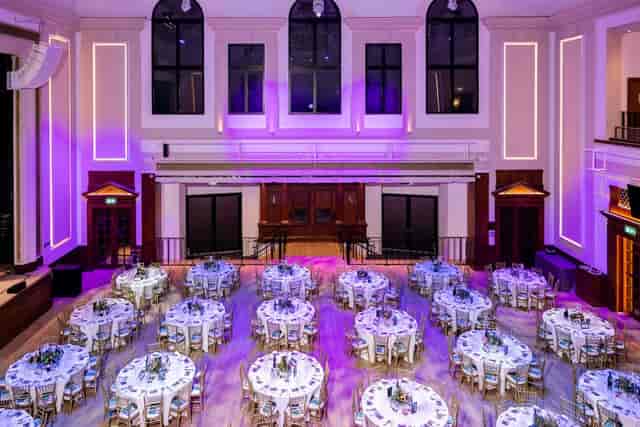 Great Hall ballroom with round tables for gala or banquet event venue.