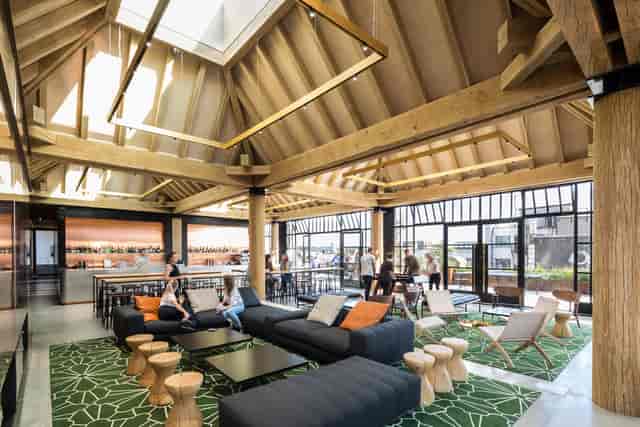 Upstairs at the Department Store: vaulted timber event space for networking and workshops.