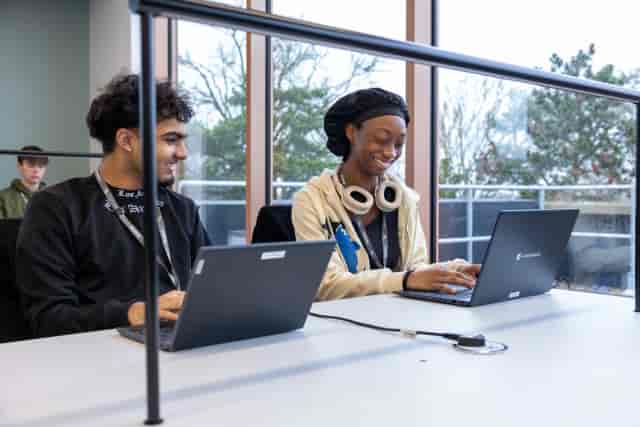 Chaffron Centre breakout space with private workstations for event collaboration.