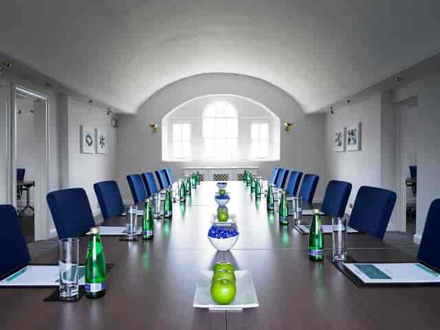 Boardroom-style Main Hall at York House Centre for executive meetings and corporate events.