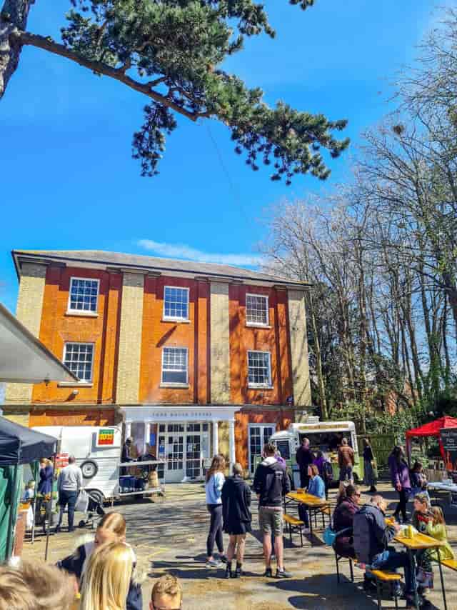 Food truck pop-up market at York House grounds, historic outdoor event venue.