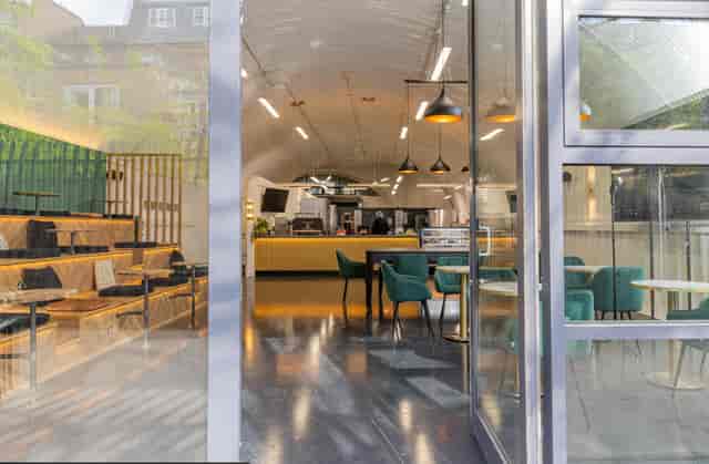 Private meeting room at Jack and Beyond with tiered seating for workshops and networking events.