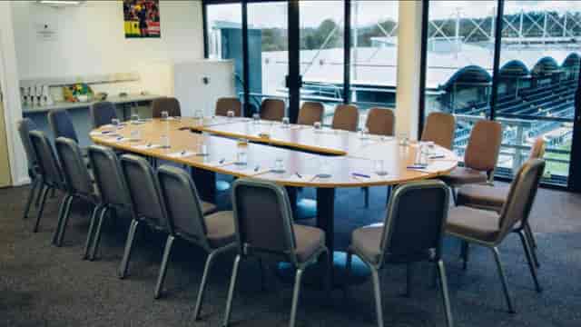 Boardroom setup at Sixways Stadium, Worcester for professional meetings and corporate events.