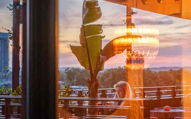Sophisticated rooftop venue at Kaso for corporate networking and golden hour events.