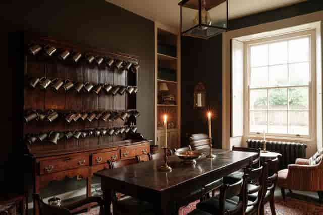 Executive boardroom at The Hare: intimate historic space for VIP dining and corporate retreats.