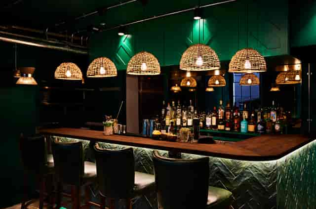 Sophisticated Dovetail Bar private room for corporate mixers and VIP networking events.