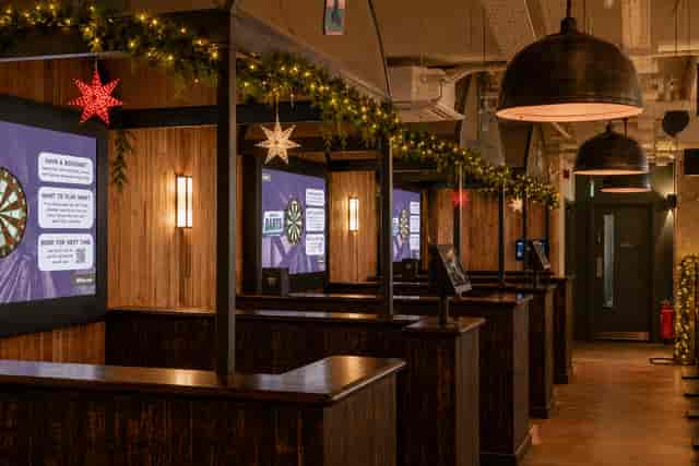 Christmas team-building social gaming at Market Halls Oxford Street venue.