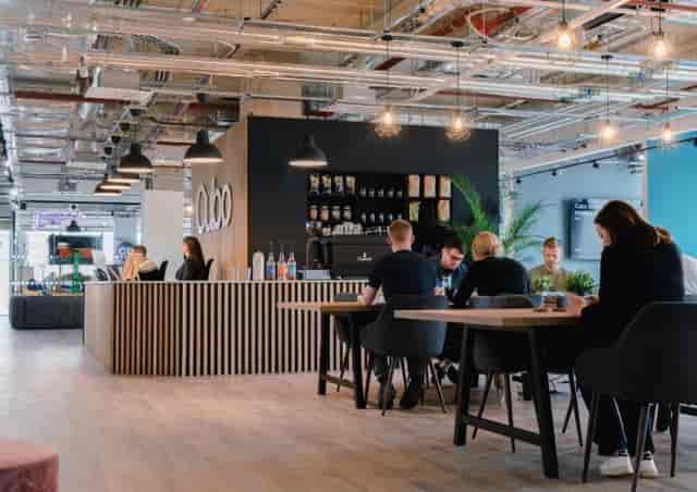 The Gallery at Moseley Community Hub: breakout space with coffee bar for networking and events.