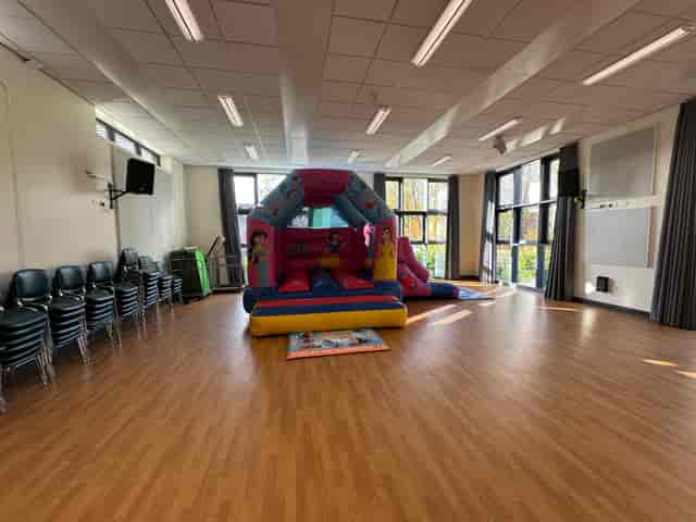 New Life Baptist Church Rear Hall: bouncy castle event space for parties and church functions.