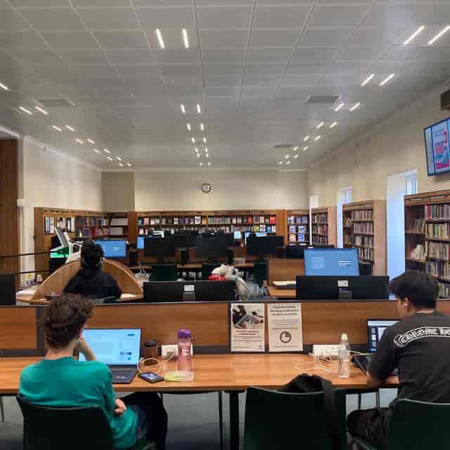 Main Space at Kensal Rise Library, a sterile computer lab for quiet work or desk-based events.