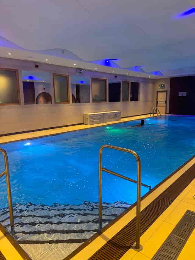 Luxury indoor swimming pool at The Maqam Centre for executive wellness and corporate event downtime.