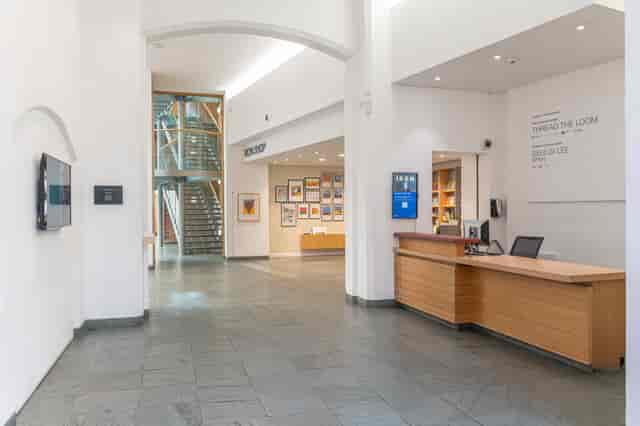 Modern Ikon Gallery reception area for professional event registration and guest check-in.